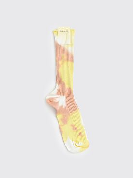 Auralee Giza Cotton High Gauge Dyed Socks Pink / Yellow