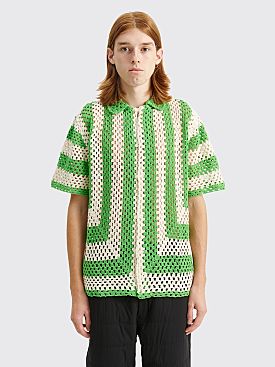 Bode Crochet Shirt Cream / Green