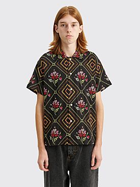 Bode Needlepoint Begonia Shirt Black / Multi Color