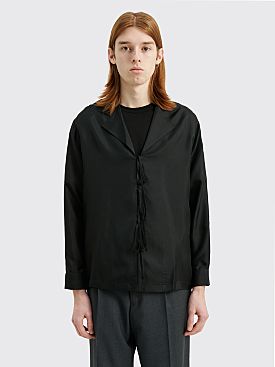 Bode Micro Tie LS Silk Shirt Black