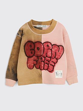 BORN FREE Kid’s Sweatshirt 5-7 Years Tie Dye Airbrush Logo Brown / Pink