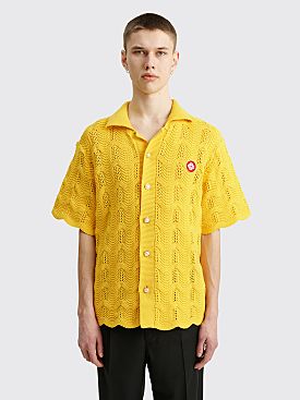 Casablanca Crochet Polo Shirt Yellow