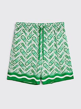 Casablanca Silk Shorts Green Ping Pong Monogram