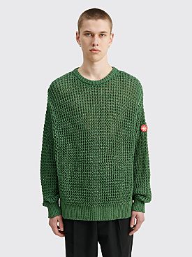Cav Empt Side Mesh Loose Waffle Knit Sweater Green