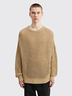 Cav Empt Side Mesh Loose Waffle Knit Sweater Beige