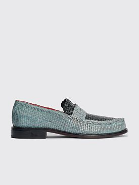 Marni Woven Leather Moccasin Blue Black
