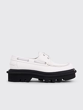 Dries Van Noten Leather Boat Shoes White