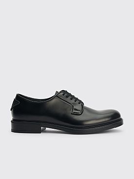 Prada Heel Logo Leather Derby Shoes Black