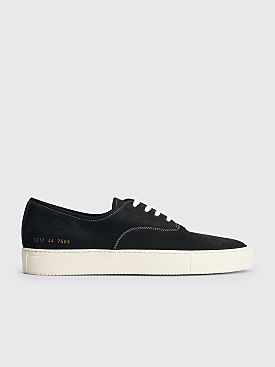 Common Projects Four Hole Leather Shoes Black / White Sole