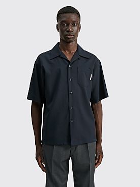 Marni Tropical Wool Bowling Shirt Blue Black