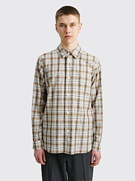 Margaret Howell Simple Shirt Check Cotton Twill Stone / Green