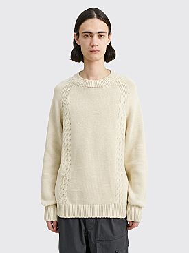 Margaret Howell Stretched Cable Crew Sweater Ecru