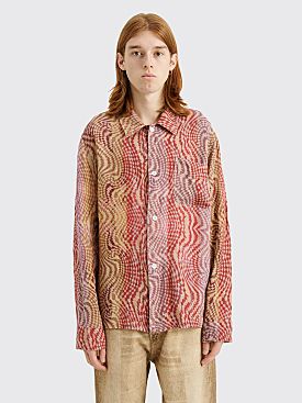 Our Legacy Box Shirt Linen Jazzy Hypnosis Print Red / Purple