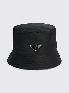 Prada Nylon Bucket Hat Triangle Logo Black