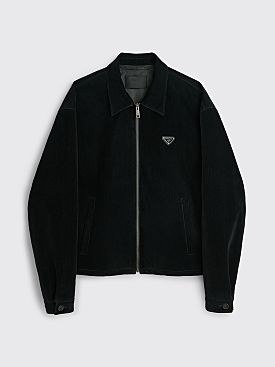 Prada Velvet Denim Blouson Jacket Black