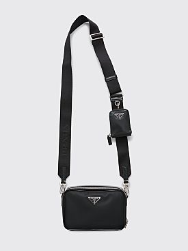 Prada Brique Leather / Nylon Cross-Body Bag Black