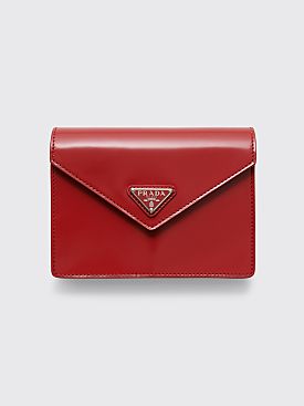 Prada Playing Cards With Leather Case Scarlet Red