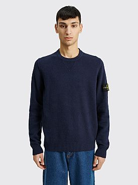 Stone Island Gauzed Cotton Knit Sweater Navy Blue