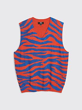 Stüssy Tiger Printed Sweater Vest Red