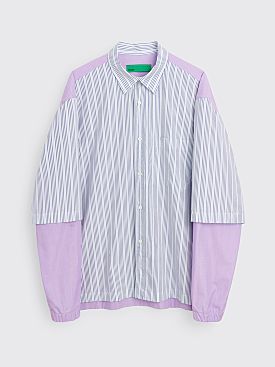 TRÈS BIEN everywear Double Sleeve Coach Shirt Cotton Blue Stripe / Purple