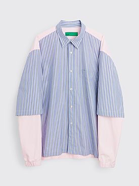 TRÈS BIEN everywear Double Sleeve Coach Shirt Cotton Blue Stripe / Pink