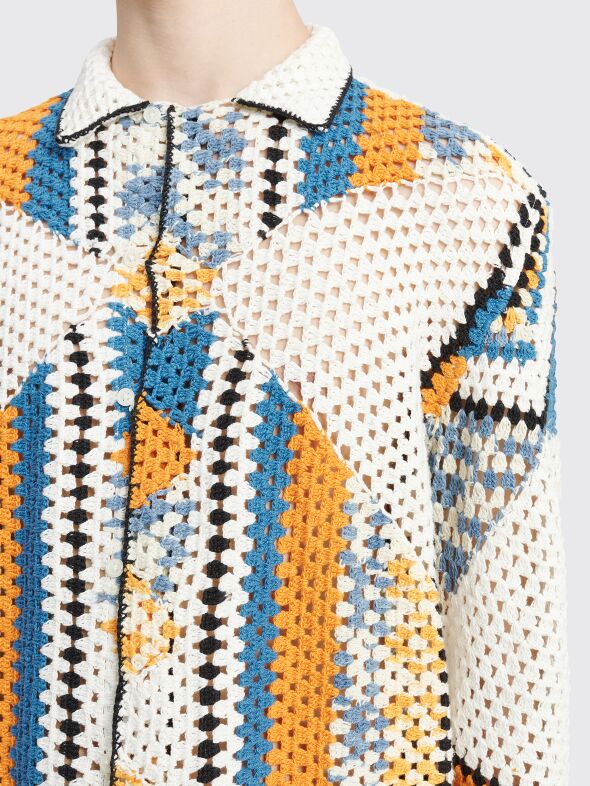 Très Bien - Bode Gloucester Crochet Overshirt Blue / Yellow