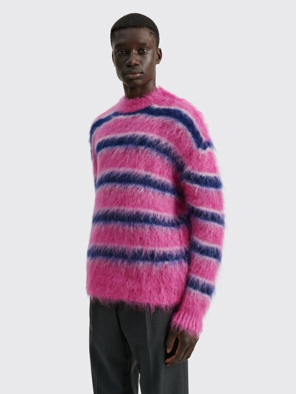 Très Bien - Marni Striped Brushed Mohair Sweater Pink Purple
