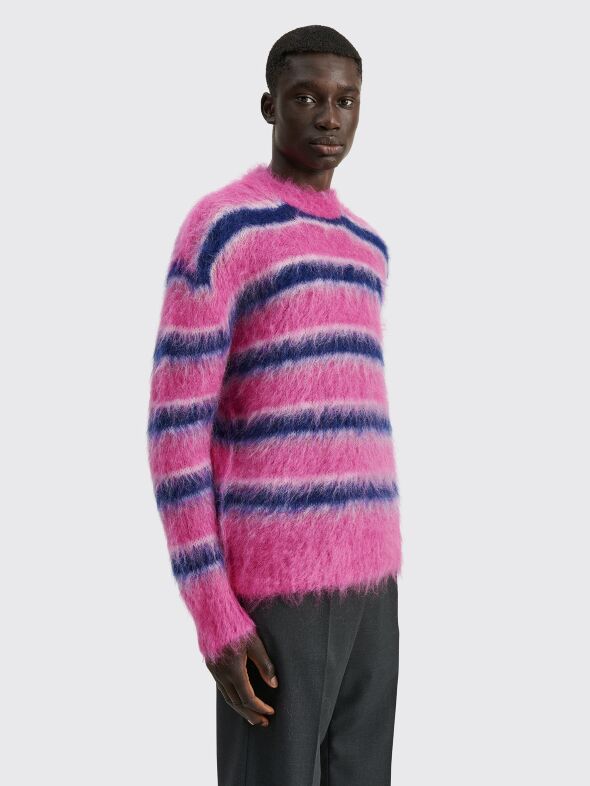 Très Bien - Marni Striped Brushed Mohair Sweater Pink Purple