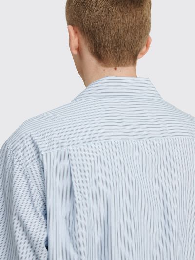 Très Bien - Auralee Terry Lined Finx Stripe Shirt Blue