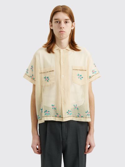 Très Bien - Bode Sequined Floral Cotton Net Shirt Beige