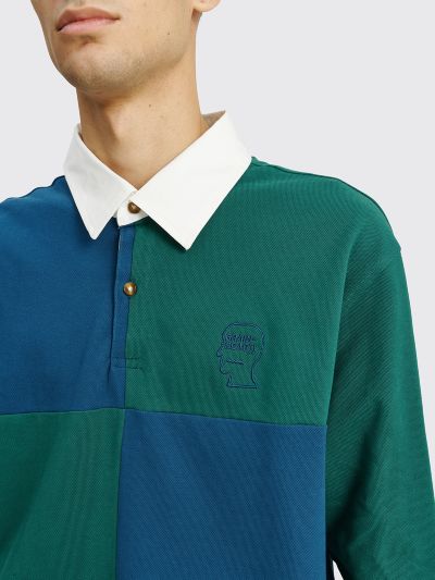 Brain Dead Paneled Rugby Shirt Mallard, Blue And Green Rugby Shirt