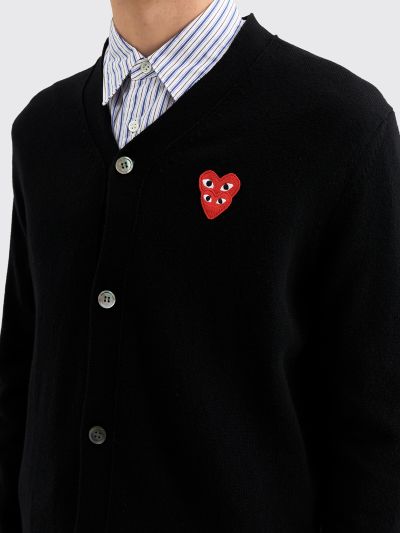 Très Bien - Comme des Garçons Play Double Heart Knitted Cardigan Black