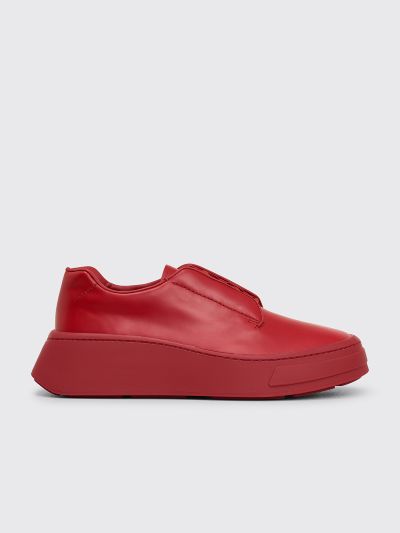 Prada Leather Lace Up Shoes Scarlet Red
