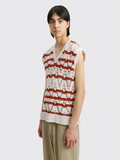 Très Bien - Our Legacy Knitted Vest Zigzag Stripe White / Red