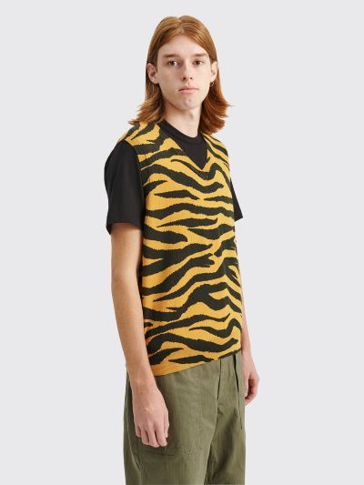 Très Bien - Stüssy Tiger Printed Sweater Vest Mustard