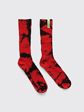 Aries Premium Ribbed Socks Tie Dye Red / Black