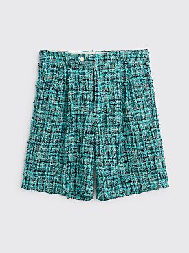 Auralee Homespun Summer Tweed Shorts Blouson Blue