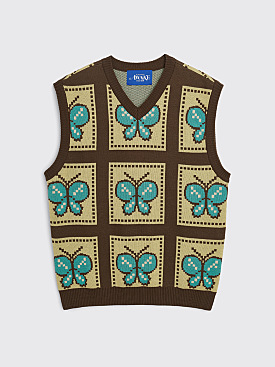 Awake NY Butterfly Sweater Vest Brown / Yellow
