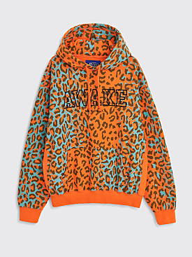 Awake NY Block Logo Hooded Sweatshirt Printed Leopard Orange
