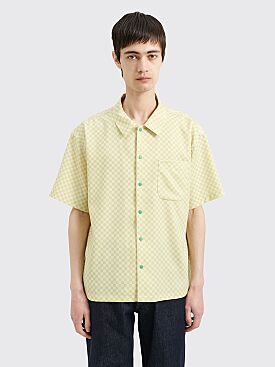 Brain Dead Micro Check Short Sleeve Snap Shirt Lime