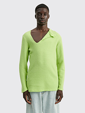 Comme des Garçons Homme Plus Slashed Wool Knit Sweater Light Green