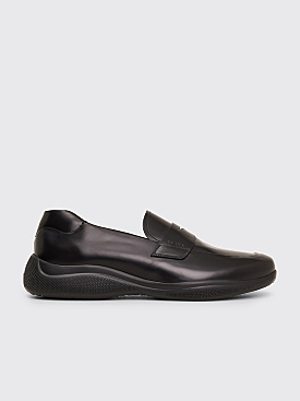 Prada Brushed Leather Sport Loafers Black