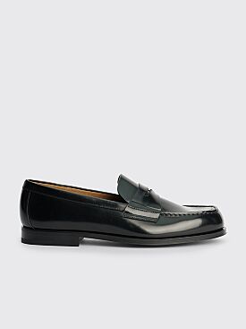 Prada Brushed Leather Penny Loafers Black