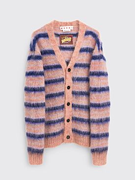 Marni Striped Brushed Mohair Cardigan Apricot