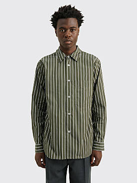 Margaret Howell Basic Shirt Graphic Stripe Green / White
