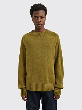 Margaret Howell Saddle Crew Cotton Cashmere Sweater Moss