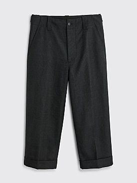 Margaret Howell Cropped Trousers Glencheck Wool Linen Charcoal