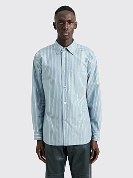 Margaret Howell Basic Shirt Cotton Silk Stripe Blue / White