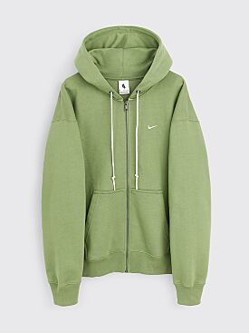 Nike Solo Swoosh Full Zip Hoodie Oil Green / White