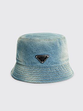Prada Capelli Denim Bucket Hat Blue